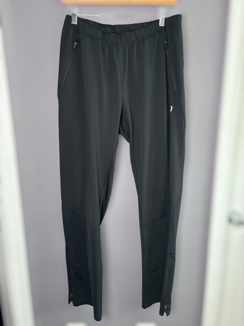 ASICS Black Track Pants Mid Rise Zipper Ankle Large